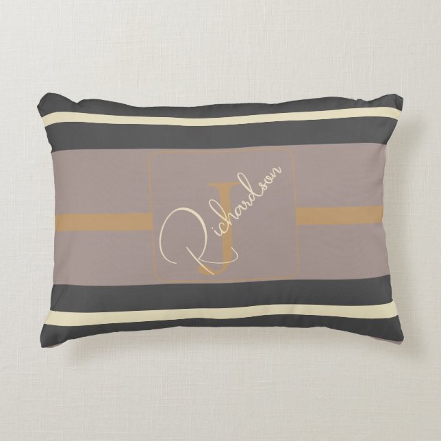 Personlig Taupe Guldrand Modern Neutral Chic Prydnadskudde (Framsidan)