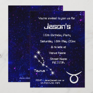 Personlig Taurus Zodiak Galaxy Fest Inbjudningar