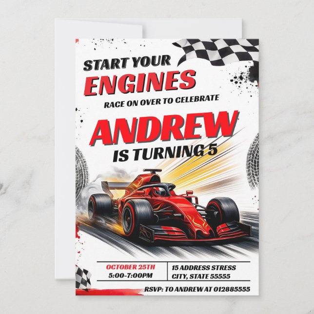 Personlig Tävla Bilbil Födelsedagsfest för pojke Inbjudningar (Framsida)