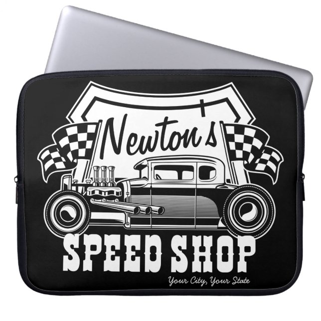 Personlig Tävla Hot rod Speed Shop Garage Laptop Fodral (Framsidan)