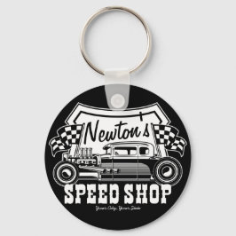 Personlig Tävla Hot rod Speed Shop Garage Nyckelring