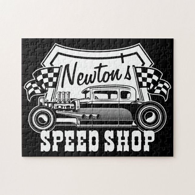 Personlig Tävla Hot rod Speed Shop Garage Pussel (Horisontell)