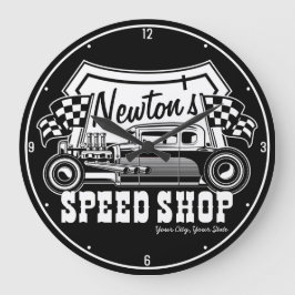 Personlig Tävla Hot rod Speed Shop Garage Stor Klocka