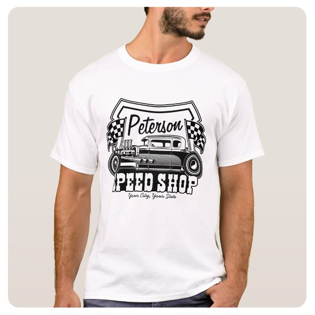 Personlig Tävla Hot rod Speed Shop Garage T Shirt (Skapare uppladdad)