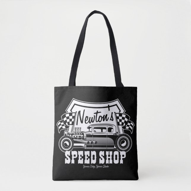 Personlig Tävla Hot rod Speed Shop Garage Tygkasse (Framsida)