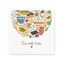 Personlig Tea & Treats vit pappersservett