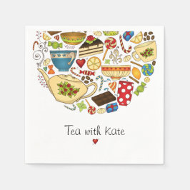 Personlig Tea & Treats vit pappersservett