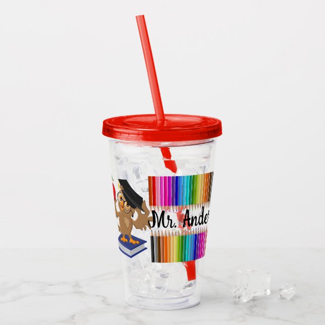 Personlig Teacher Acrylic Tumbler Take Away Mugg (Framsida Ice)