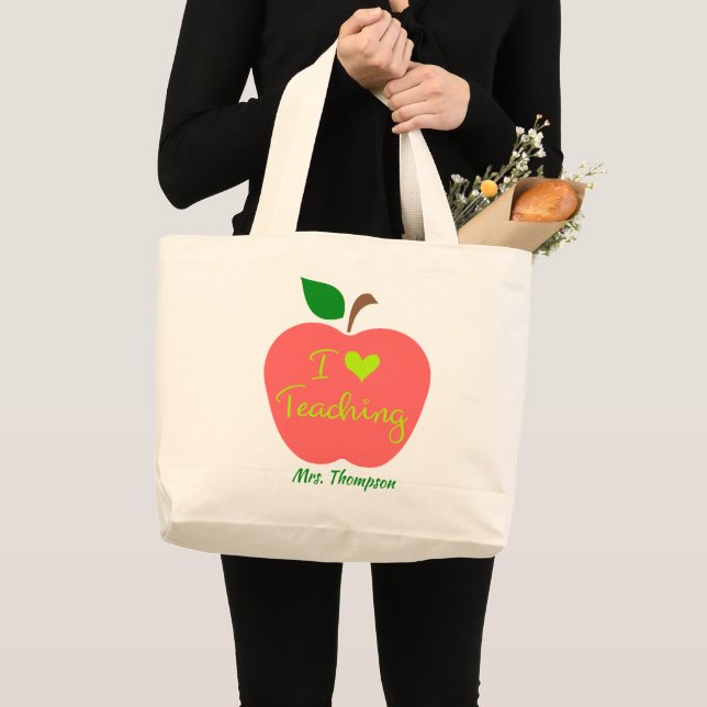 Personlig Teacher Apple Jumbo Tygkasse (Framsida (produkt))