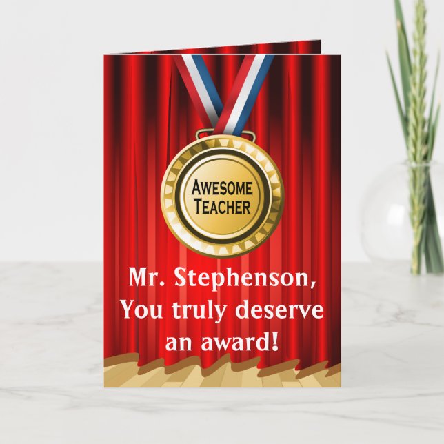 Personlig Teacher Apprecition Award Foto Tack Kort (Framsida)