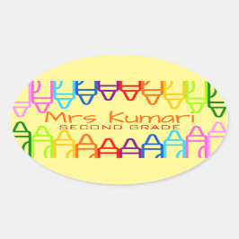 Personlig Teacher Crayon Design Ovalt Klistermärke