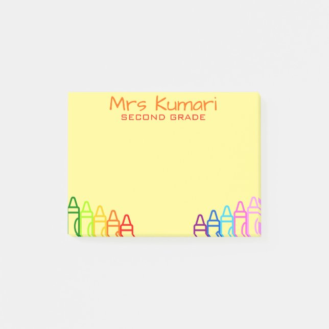 Personlig Teacher Crayon Design Post-it Notes (Framsida)