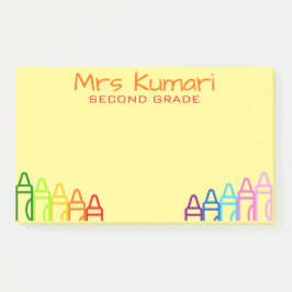 Personlig Teacher Crayon Design Post-it Notes Block