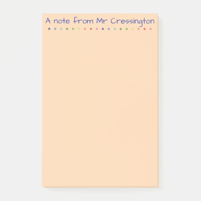 Personlig Teacher Färgad Dots Post it Notes Post-it Block (Framsida)