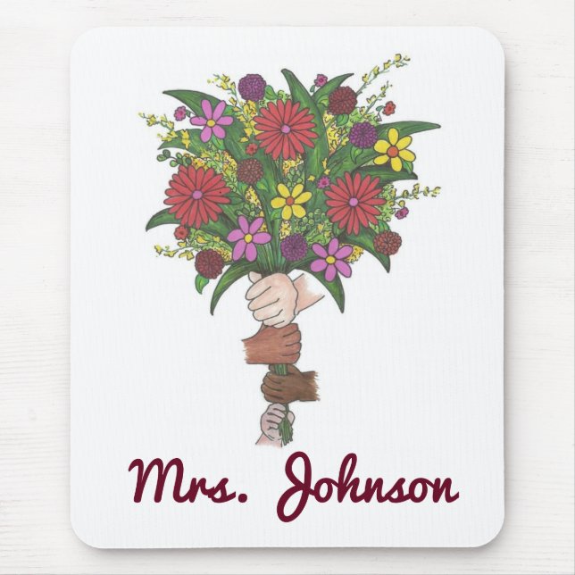 Personlig Teacher Flower Bouquet Mousepad Musmatta (Framsidan)