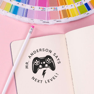 Personlig Teacher Gamer Frimärke Back to school Självfärgande Stämpel