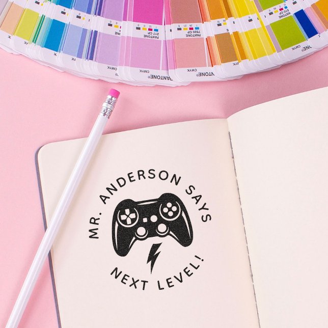 Personlig Teacher Gamer Frimärke Back to school Självfärgande Stämpel (Skapare uppladdad)