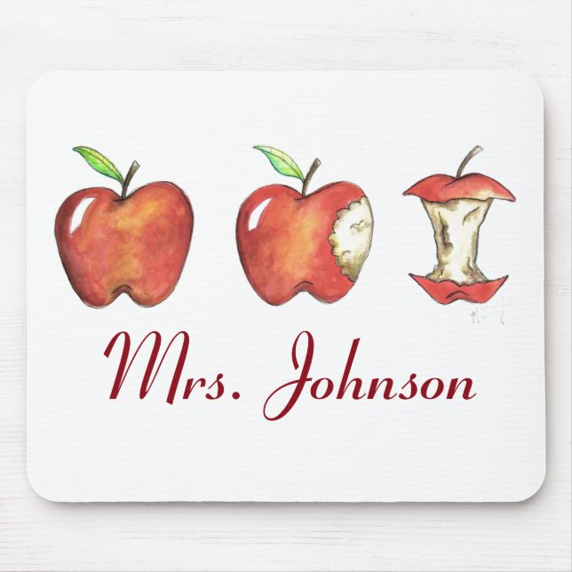 Personlig Teacher Gift Apple Apples Mousepad Musmatta (Framsidan)