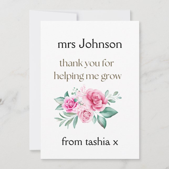 Personlig Teacher Gift, Lärargåva, Bee Frien Tack Kort (Framsida)