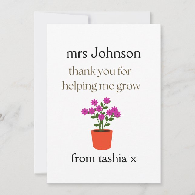 Personlig Teacher Gift, Lärargåva, Bee Frien Tack Kort (Framsida)