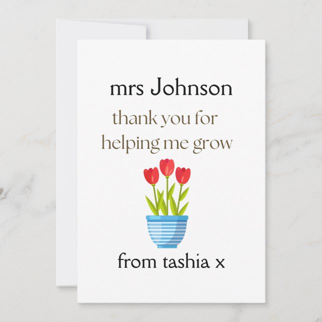 Personlig Teacher Gift, Lärargåva, Bee Frien Tack Kort (Framsida)