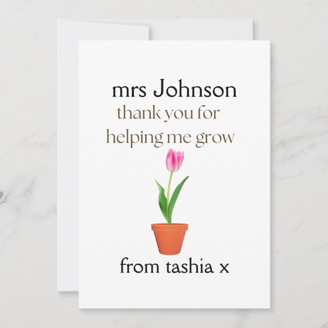 Personlig Teacher Gift, Lärargåva, Bee Frien Tack Kort (Framsida)