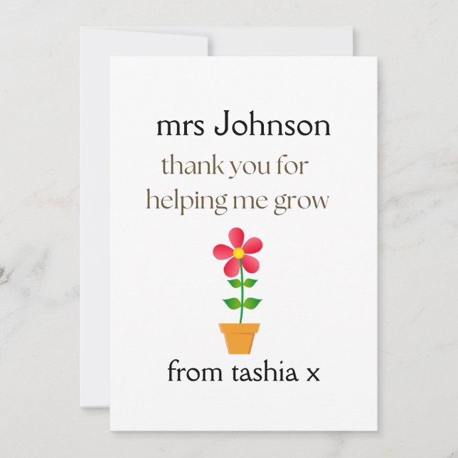 Personlig Teacher Gift, Lärargåva, Bee Frien Tack Kort (Framsida)