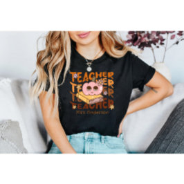 Personlig Teacher Halloween-Retro Pumpkin T Shirt