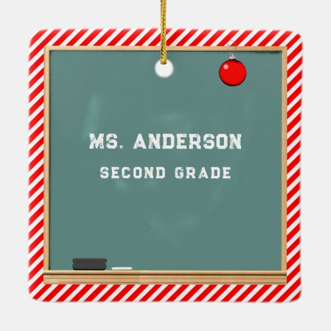 Personlig Teacher Helgdag Gift Julgransprydnad Keramik (Baksida)