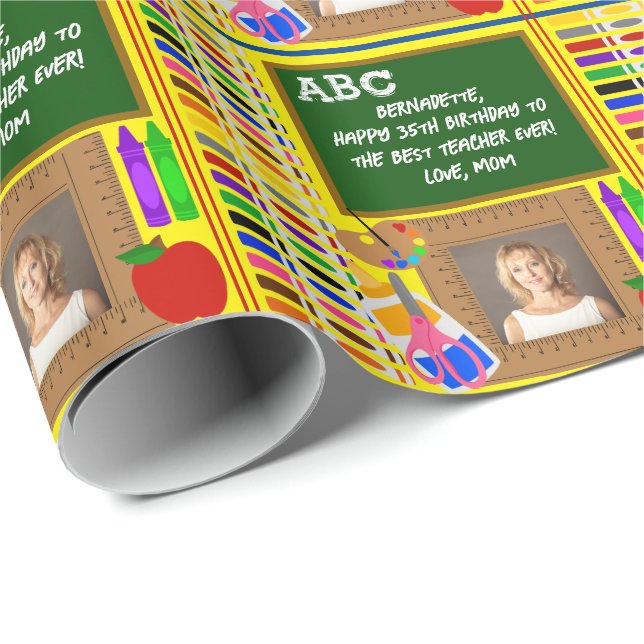 Personlig Teacher Namn Sentiment Photo Presentpapper (Rullad Hörn)