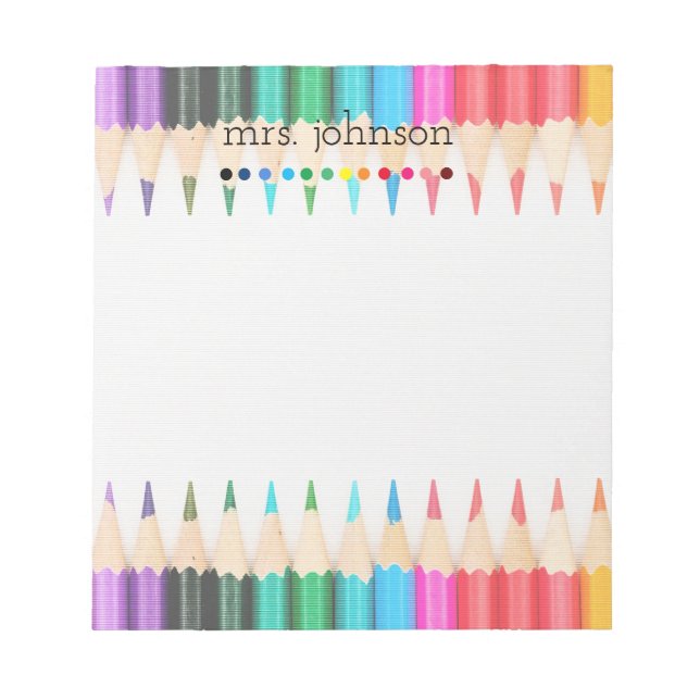 Personlig Teacher Rainbow Pencil Anteckningsblock (Framsida)