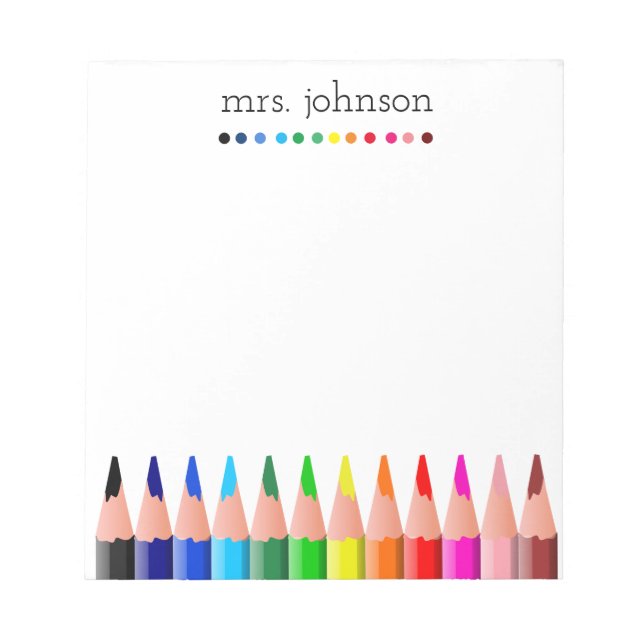 Personlig Teacher Rainbow Pencil Anteckningsblock (Framsida)