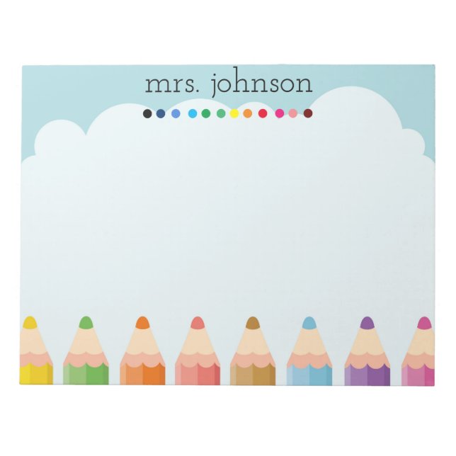 Personlig Teacher Rainbow Pencil Anteckningsblock (Framsida)