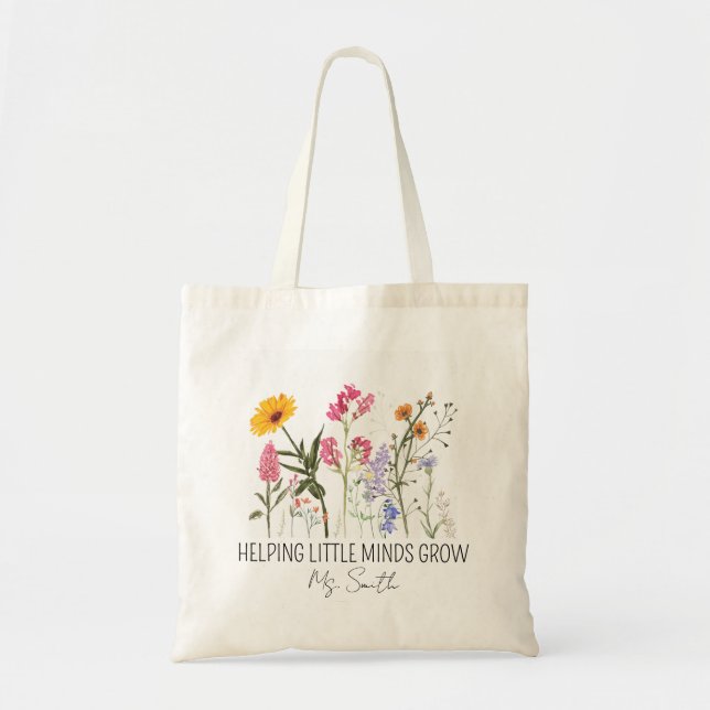 Personlig Teacher Tote Bag, Crayon Anpassningsbar  Tygkasse (Framsidan)