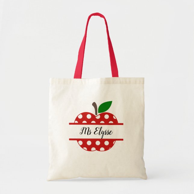 Personlig Teacher Tote bags (Apple Split) Tygkasse (Framsidan)