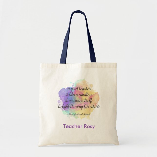 Personlig Teacher Tote bags (ljuscitat) Tygkasse (Framsidan)