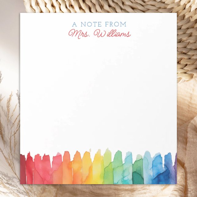 Personlig Teacher Watercolor Rainbow Anteckningsblock (Skapare uppladdad)