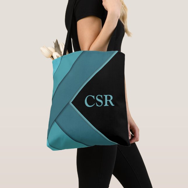Personlig Teal and Black Tygkasse (Närbild)