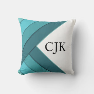 Personlig Teal and White Geometric Kudde