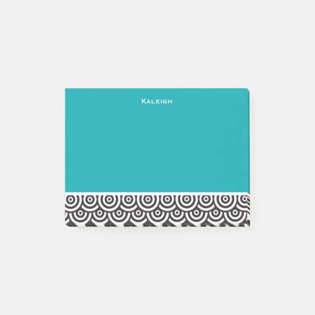 Personlig Teal Black and White Retro Post-it Block (Framsida)