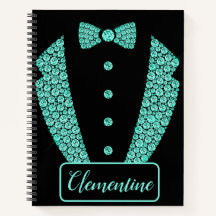 Personlig Teal Black Glitter Tuxedo Sketchbook
