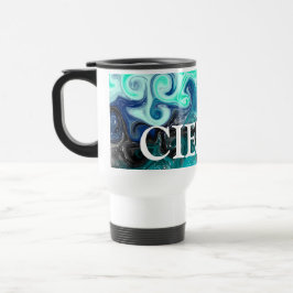 Personlig Teal Blue and Black Fluid Art Marble Resemugg