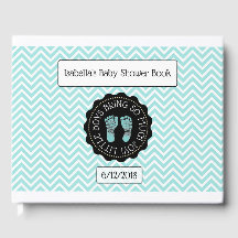 Personlig Teal Chevron Rand Baby Shower Bok