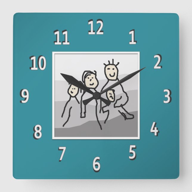 Personlig Teal Framework Photo Fyrkantig Klocka (Framsida)