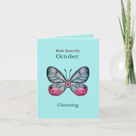 Personlig: Teal Glasswing Butterfly Art Kort
