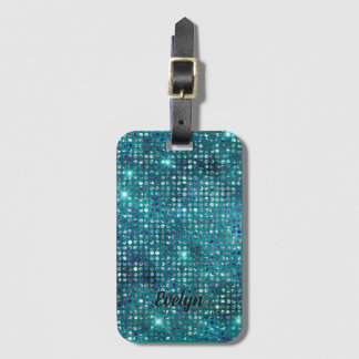 Personlig Teal Glitter Bagagebricka