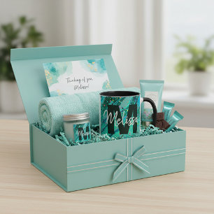Personlig teal glittermarmor kaffemugg