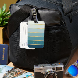 Personlig Teal Gradient Guld Rand Bagagebricka