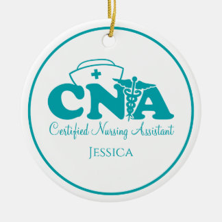 Personlig Teal Grönt White CNA Nurse jul Julgransprydnad Keramik