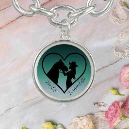 Personlig Teal Horse and Owner Namn Armband